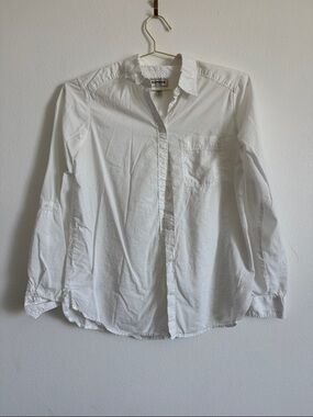 Express White Long-Sleeve Button-Down Shirt- Boyfriend Fit